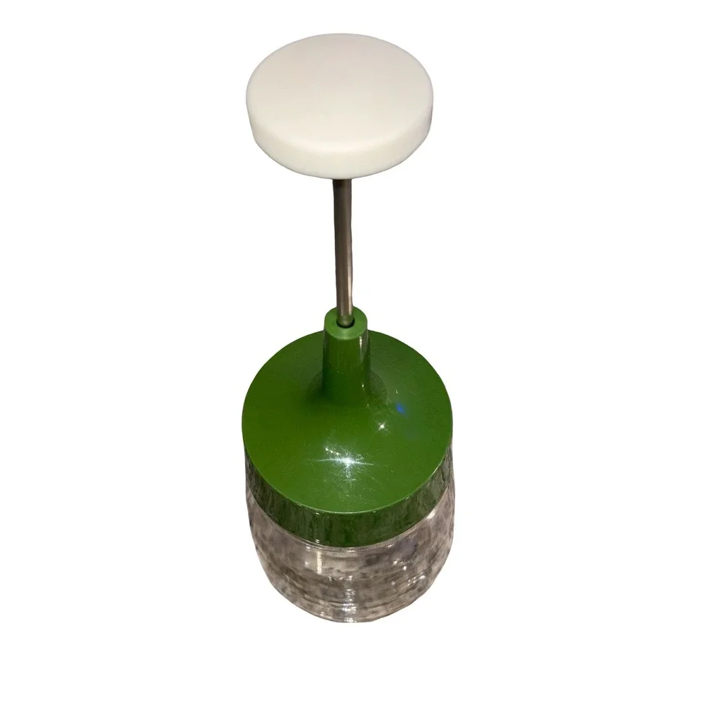 Vintage Glass Hand Chopper Avocado Green Manual Grinder Kitchen Tool Tool 10Inch